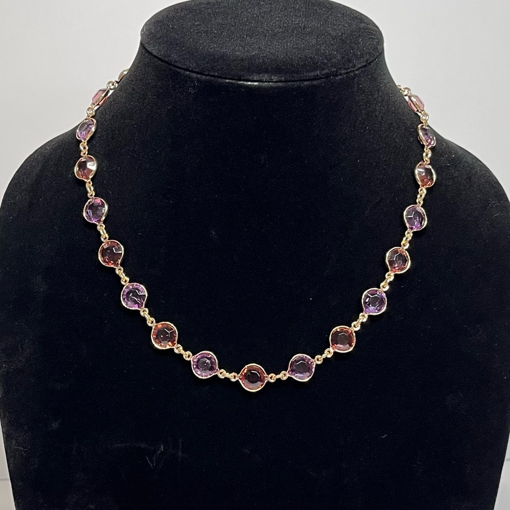 Liz Claiborne 16”-19” Multicolor Glass Gold tone Necklace